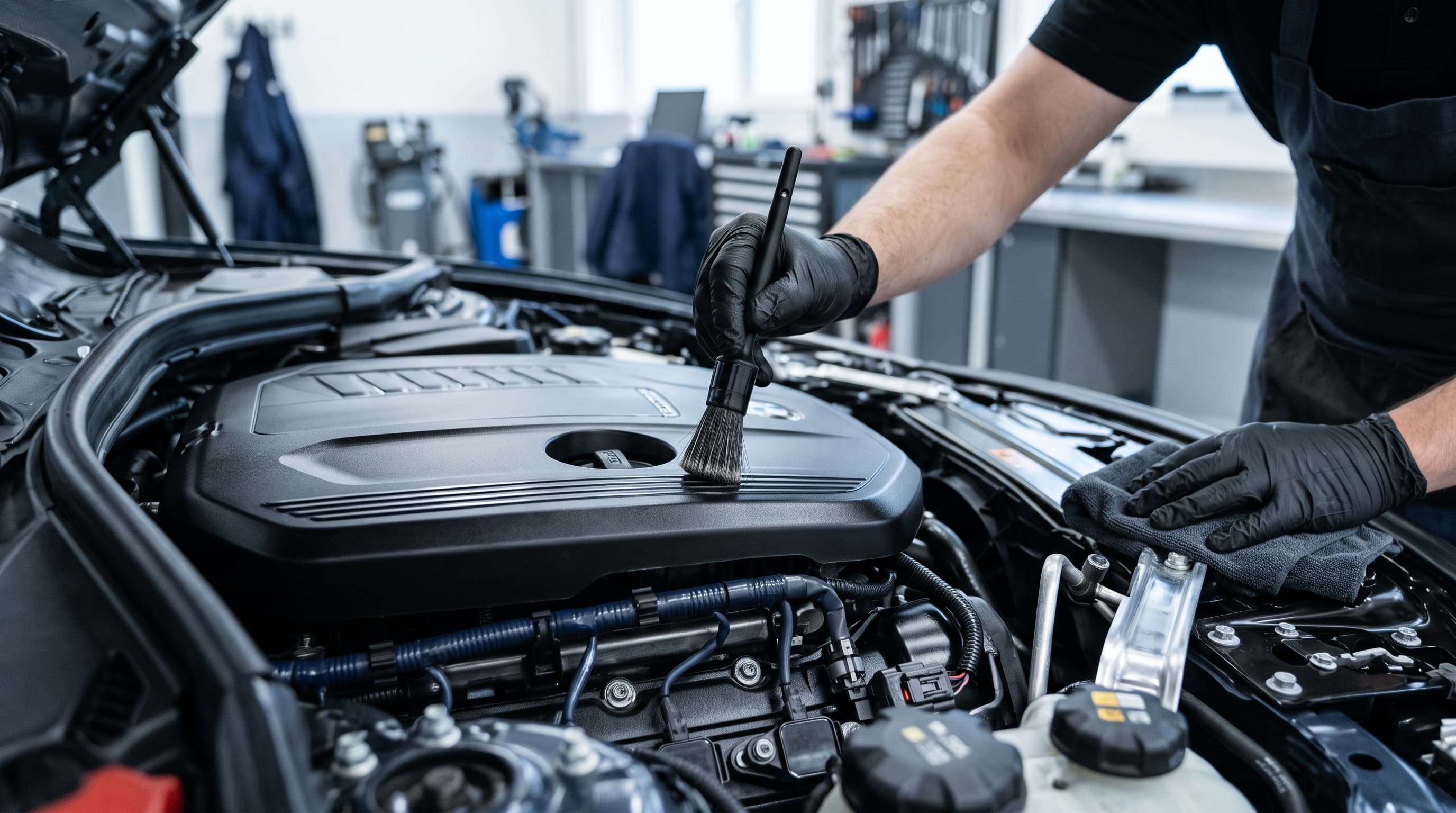 Sauberer Motorraum eines Autos